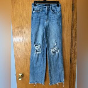 Judy Blue 90’s  Blue Distressed Straight Leg Jeans